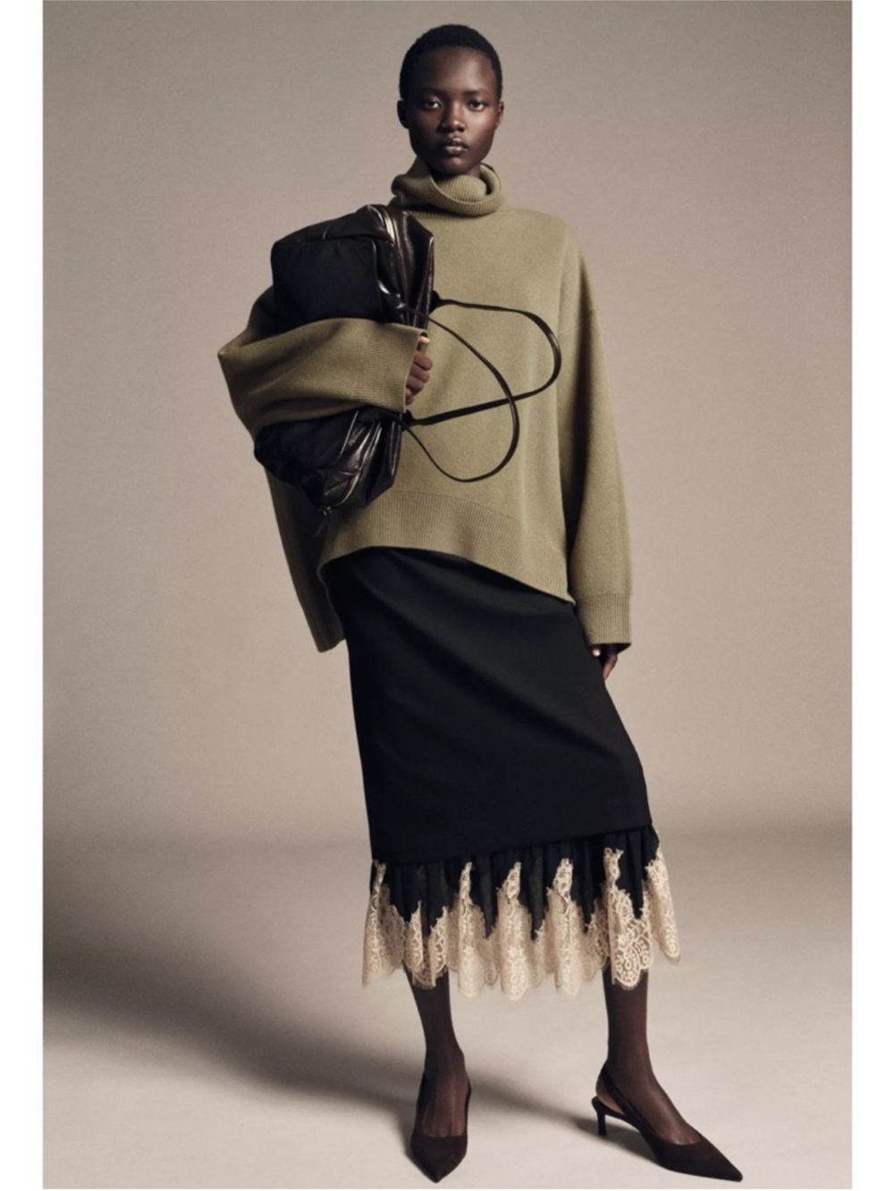 ZARA ZW COLLECTION COMBINED LACE SKIRT